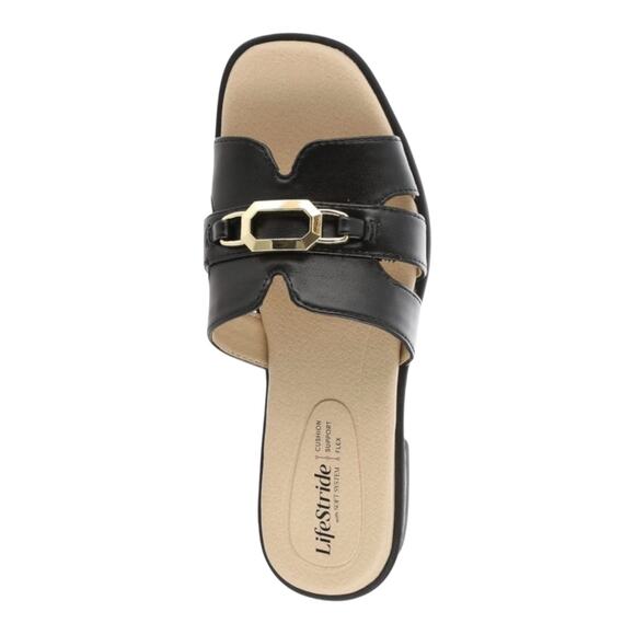 LifeStride Women's Royalty Bit Square Open Toe Slide Sandals Black Size 11 W - Picture 4 of 5